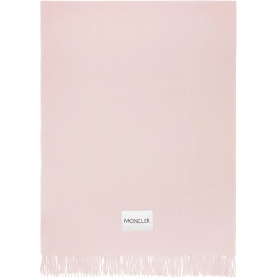 Moncler Women's Fringed Wool Scarf In Light Pink,pink