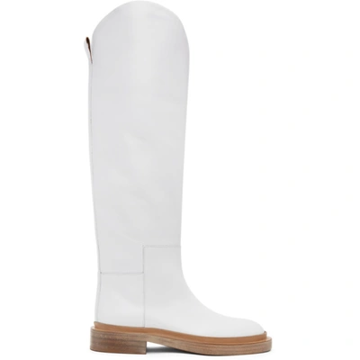 Jil Sander White Cavaliere Boots In 100 White