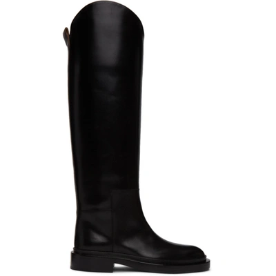 Jil Sander Black Cavaliere Boots In 001 Black