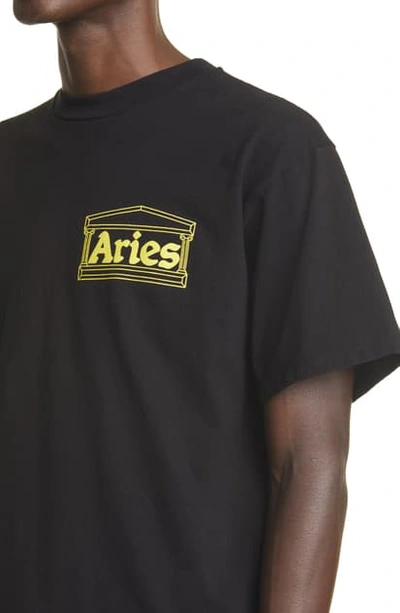 Aries Hands Off Temple Logo Cotton Graphic Tee In Pale