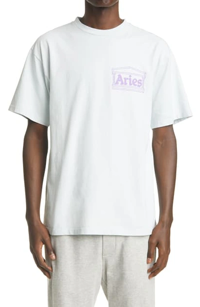 Aries Hands Off Temple Logo Cotton Graphic Tee In White