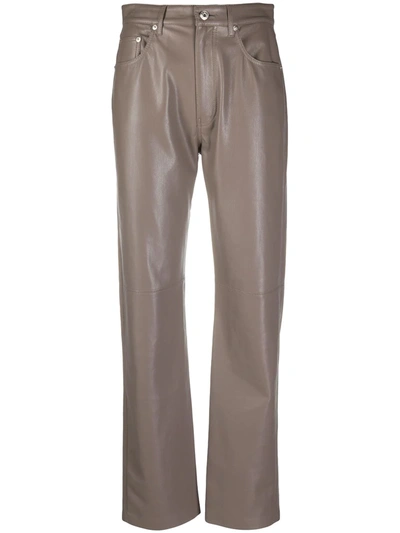 Nanushka Faux-leather Straight-leg Trousers In Grey