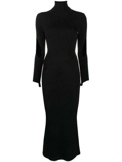 Mugler Ribbed-knit Dress In Black