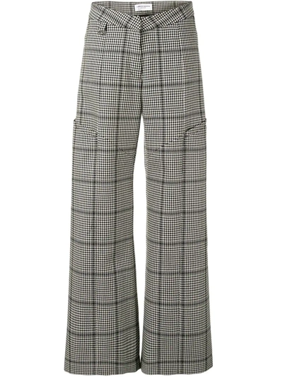 Marine Serre Houndstooth Wide-leg Trousers In 0 Black With White Print