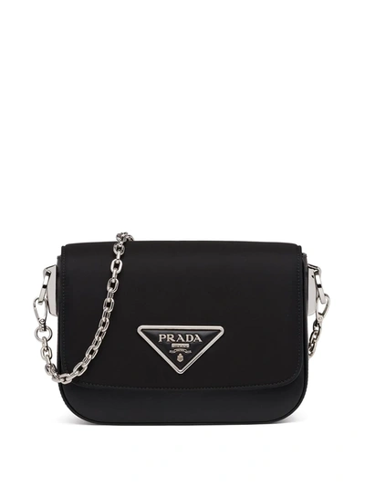 Prada Identity Logo-plaque Shoulder Bag In Black