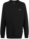 Philipp Plein Logo Patch Sweatshirt Wit Logo At Rear In Black
