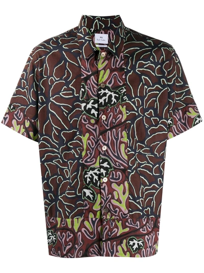 Ps By Paul Smith Mountain Floral Shirt In Brown