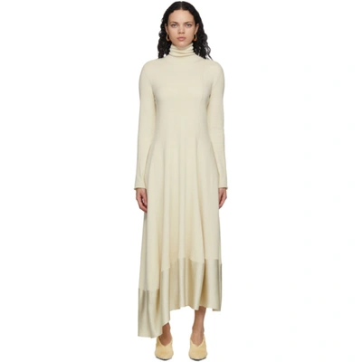 Jil Sander Off-white Asymmetric Hem Dress In 105 - Cocon