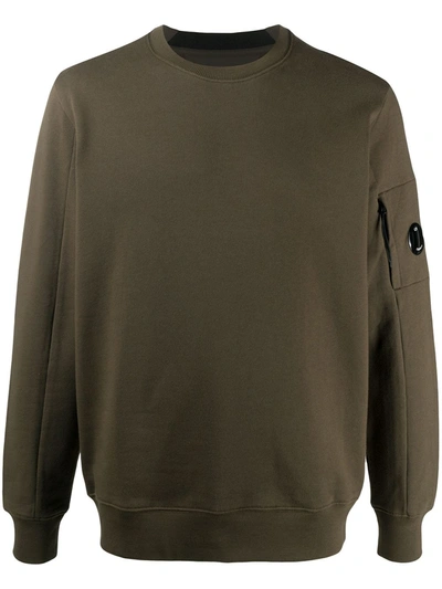 C.p. Company Logo-patch Crew Neck Sweatshirt In Green