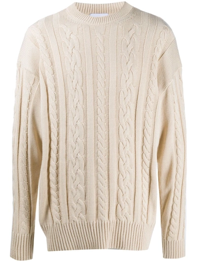 Family First Chunky Cable Knit Jumper In Neutrals
