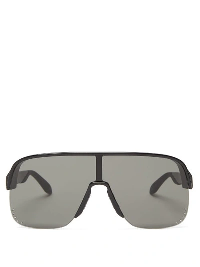 Alexander Mcqueen Shield Acetate Sunglasses In Black