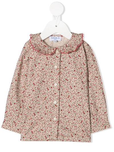 Siola Babies' Floral Print Long-sleeved Shirt In Neutrals