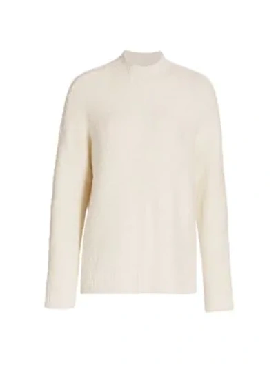 Saks Fifth Avenue Collection Boucle Boxy Funnel-neck Sweater In Snow