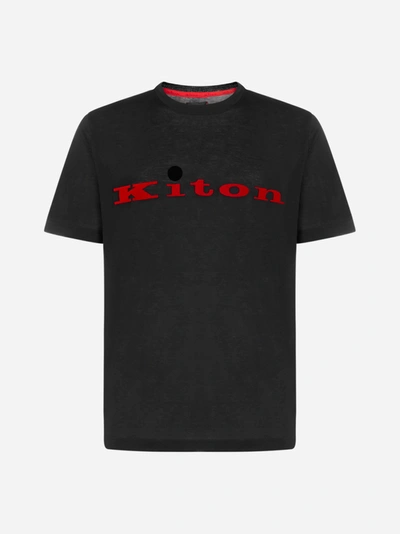 Kiton T-shirt In Cotone Con Logo In Black