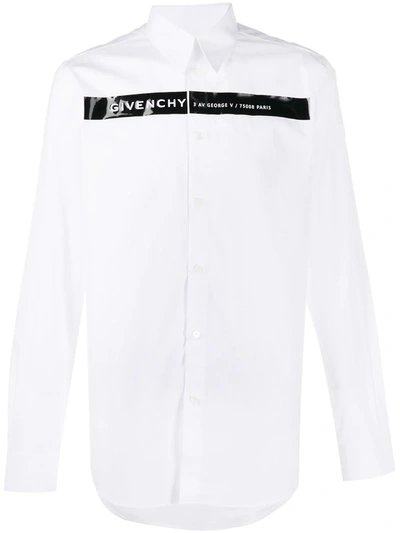 Givenchy Logo-stripe Long-sleeve Shirt In White