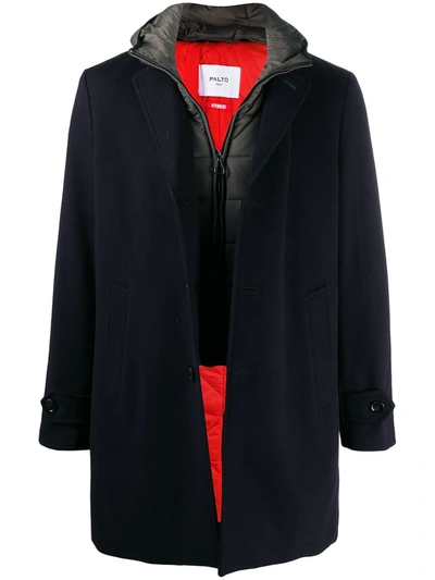 Paltò Layered Single-breasted Coat In Blue