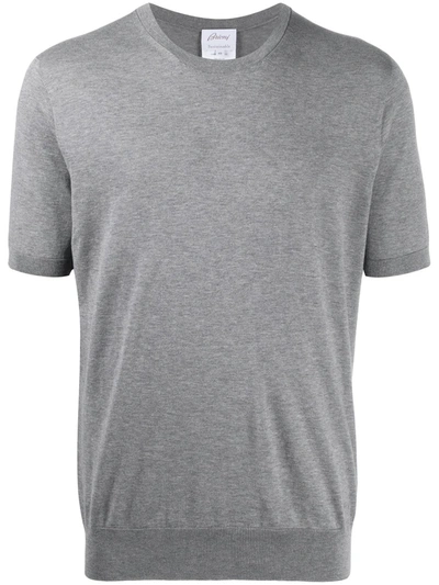 Brioni Crew-neck Cotton T-shirt In Grey
