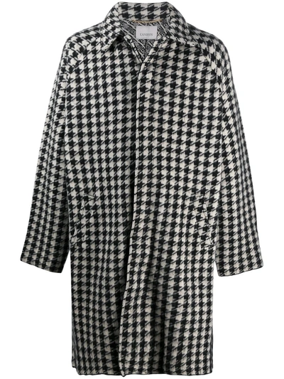 Laneus Houndstooth Single-breasted Coat In Black