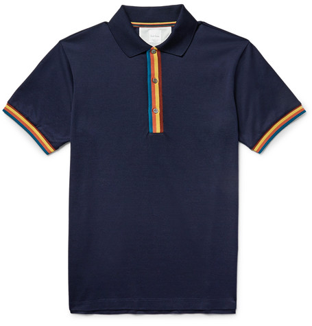 Paul Smith Slim-fit Contrast-tipped Cotton-piquÉ Polo Shirt In Midnight ...
