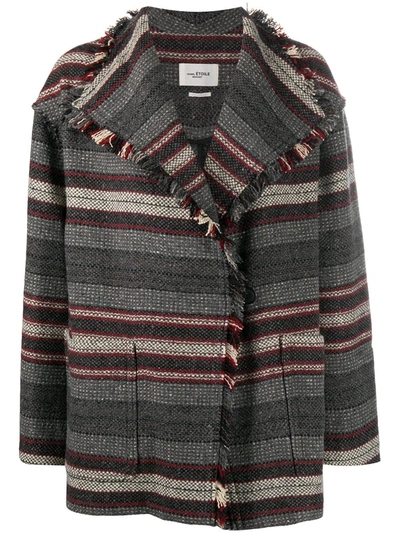 Isabel Marant Étoile Josia Striped Knit Coat In Grey