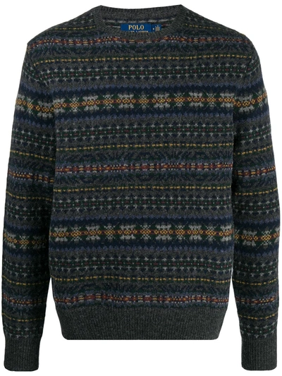 Polo Ralph Lauren Fair Isle Wool Jumper In Grey