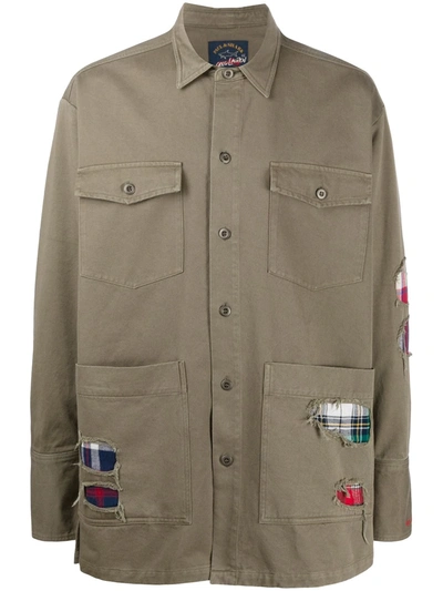 Paul & Shark Distressed Shirt Jacket In Green