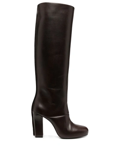 Lemaire Panelled Leather Knee-high Boots In Brown