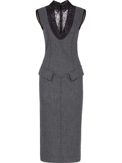Fendi Sleeveless Longuette Fitted Dress In Grey