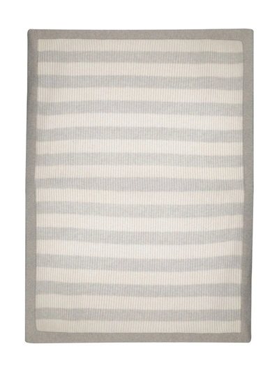 Brunello Cucinelli Kids' Striped Cashmere Scarf In Grey
