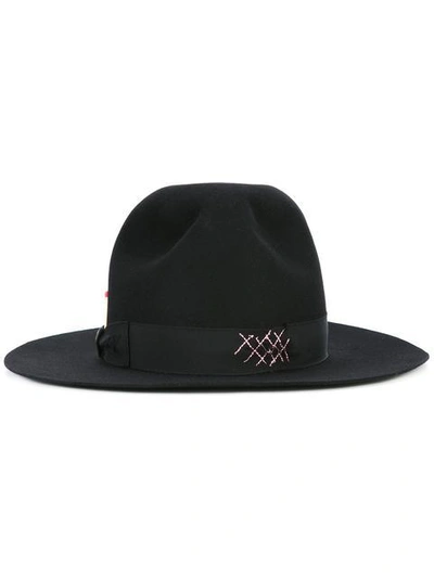 Borsalino Strap Detail Fedora Hat In Black
