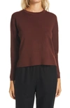 Eileen Fisher Crewneck Wool Box Top In Casis