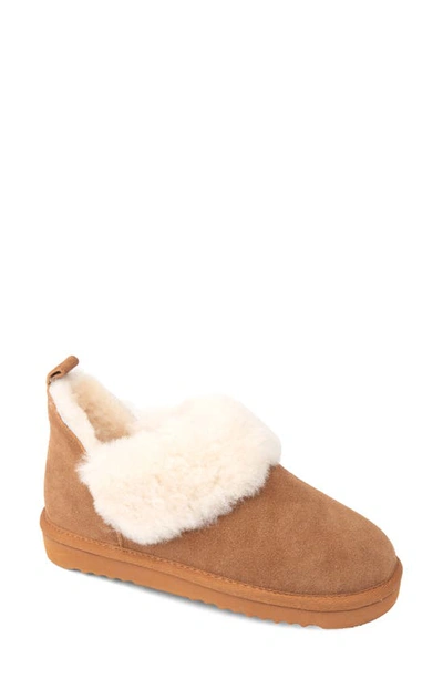 Patricia Green Carlota Suede Shearling Bootie Slippers In Brown