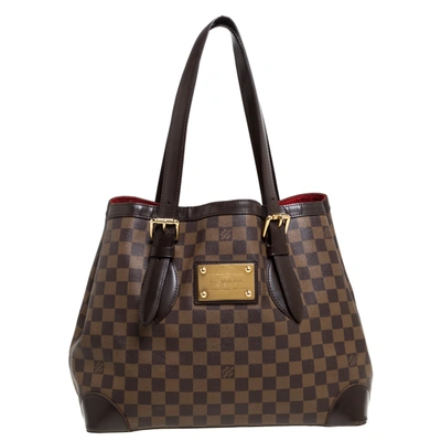 Pre-owned Louis Vuitton Damier Ebene Canvas Hampstead Mm Bag In Brown