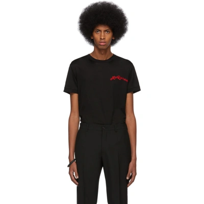 Alexander Mcqueen Logo-embroidered Cotton-jersey T-shirt In Black