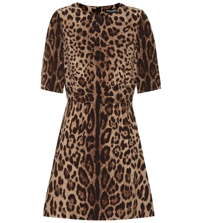 Dolce & Gabbana Dolce E Gabbana Women's F6e6wtfs2a3hy13m Beige Wool Dress In Leopard Print