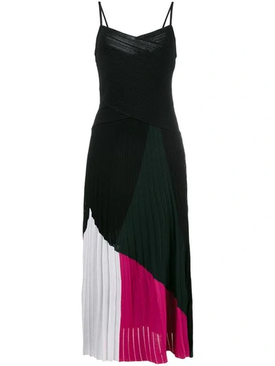 Proenza Schouler Tricolour Dress With V Neck And Spaghetti Straps In Black