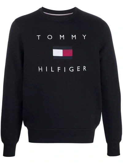 Tommy Hilfiger Logo Sweatshirt Black Mw0mw14204 Bds In Blue
