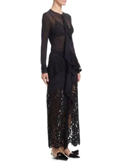 Proenza Schouler Ruffle Lace Dress In Black