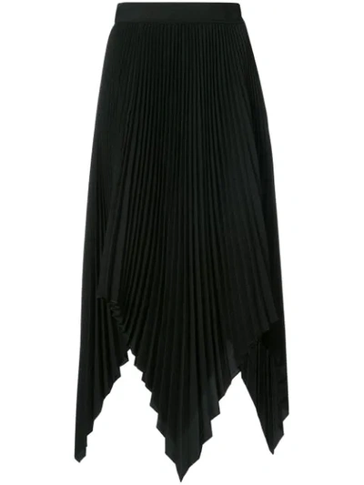 Proenza Schouler Asymmetric Pleated Cloqué Skirt In Black