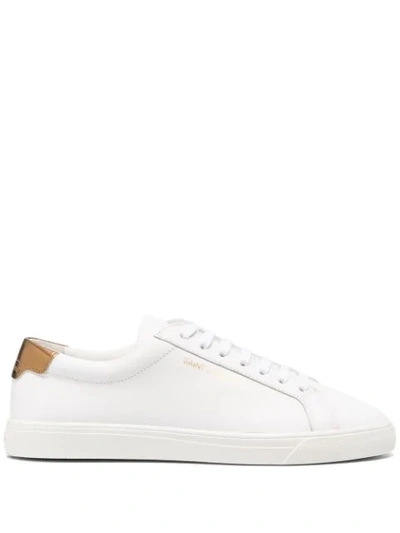 Saint Laurent Heel Counter Detail Sneakers In White,gold