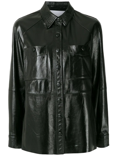 Nk Pockets Leather Jacket In Black