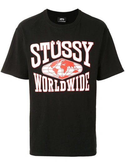 Stussy Graphic Print T-shirt In Black