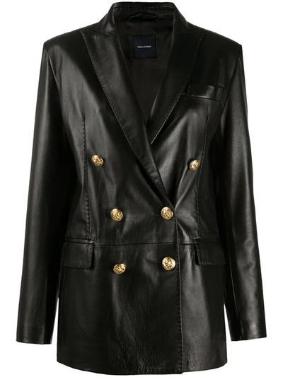 Tagliatore Double-breasted Lamb Skin Jacket In Black