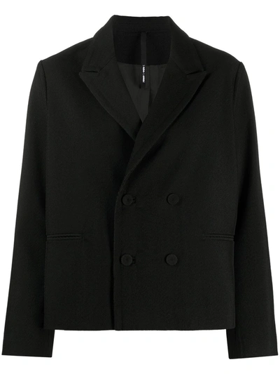 Sara Lanzi Double-breasted Wool Blazer In Black