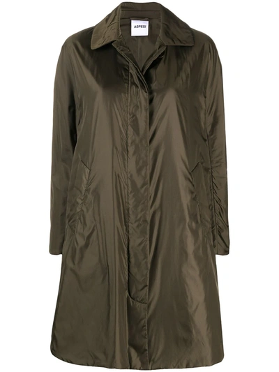 Aspesi Concealed Front Parka In Green