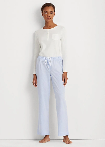 Ralph Lauren Striped Jersey Pajama Pant In Blue Stripe