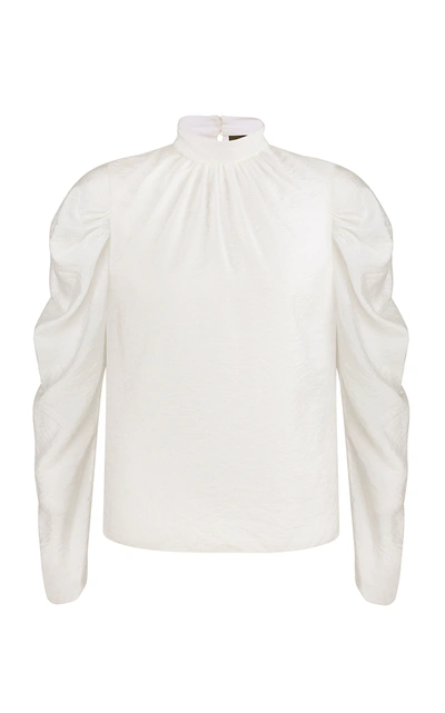 Anna October Gathered Crepe Blouse In White