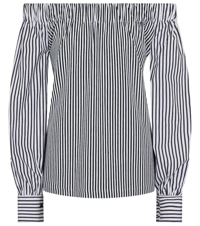 Max Mara Conero Off-the-shoulder Striped Cotton-blend Top In Black