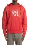 Rrl Logo Fleece Hoodie In Faded Red