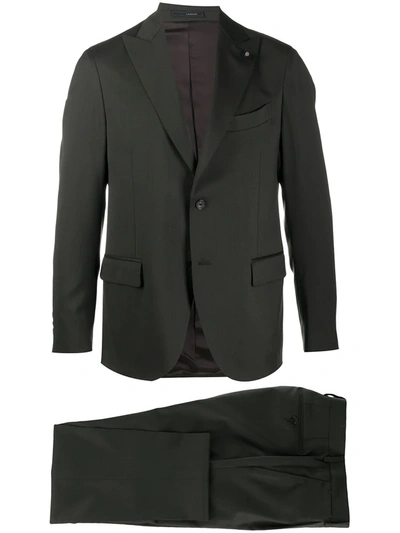 Lardini Fitted Single-breasted Suit In Green